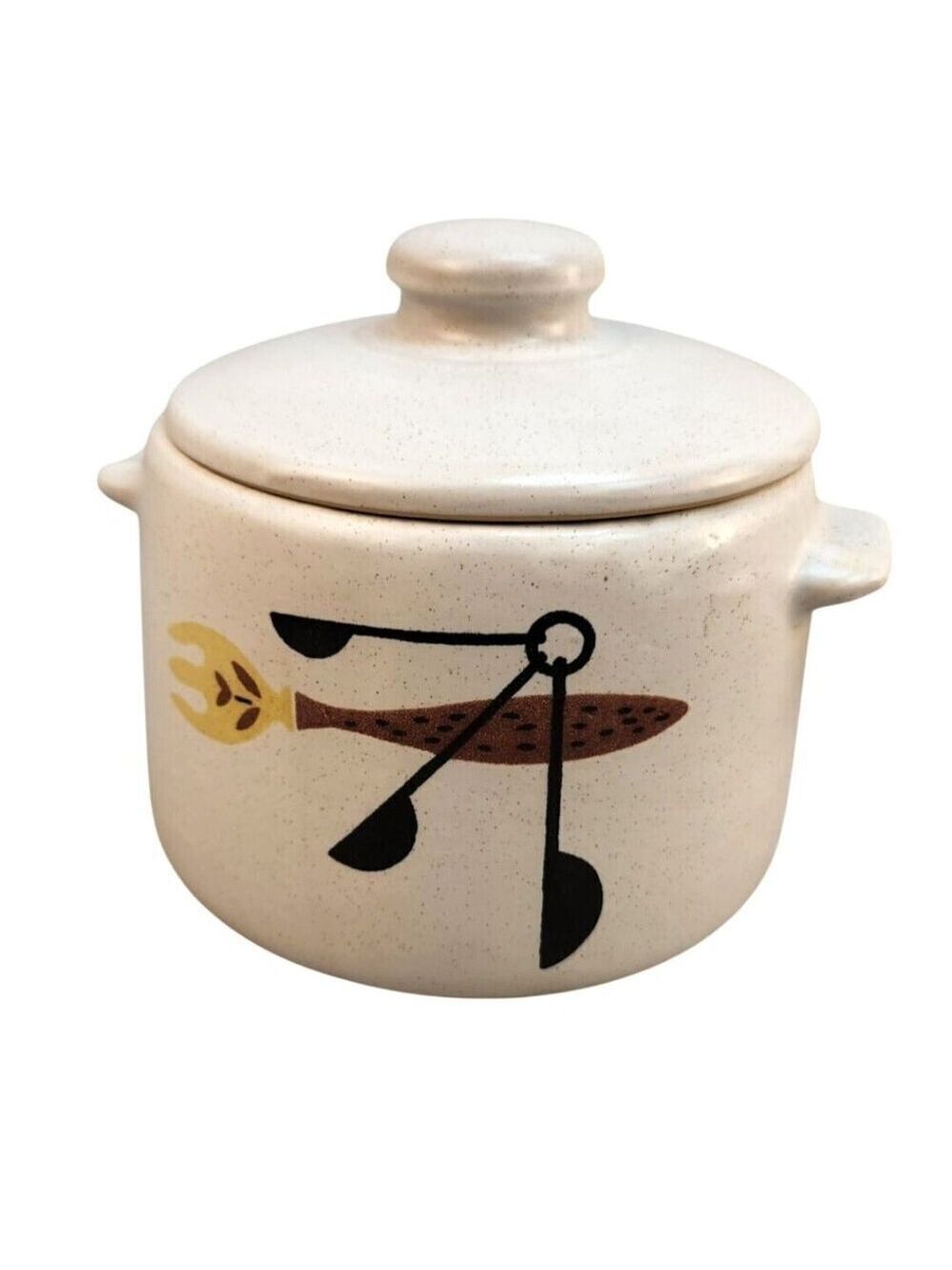 West Bend USA Ceramic Crock Bean Pot Kitchen Storage Jar With Lid